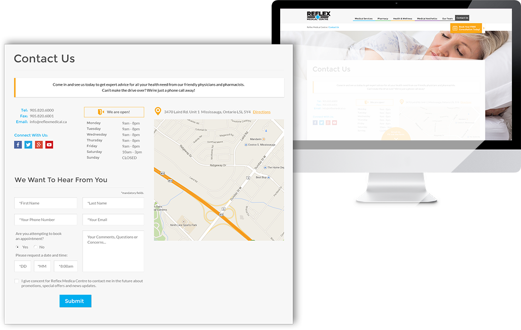 reflex-medical-centre-webdesign-contact
